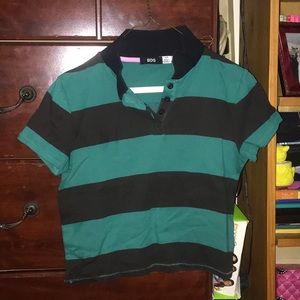 Blue and green striped cropped top